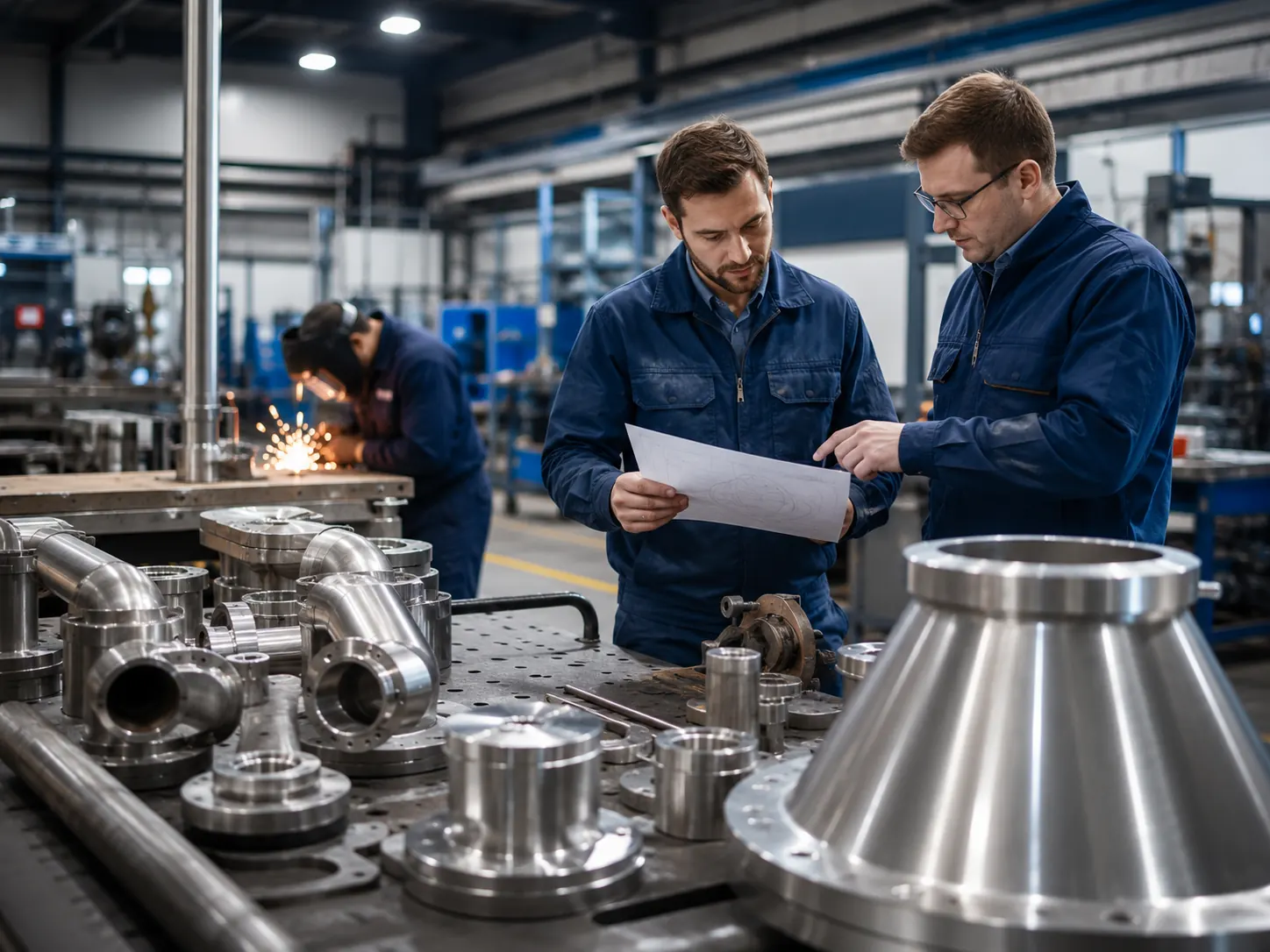 Industrial fabrication and OEM support with metal fittings, components and technical review